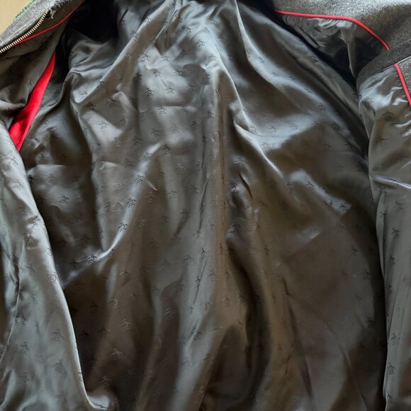 Penguin Full Zip Wool Bomber Jacket Mens Size XL Normcore Classic Varsity Gray - Picture 8 of 11